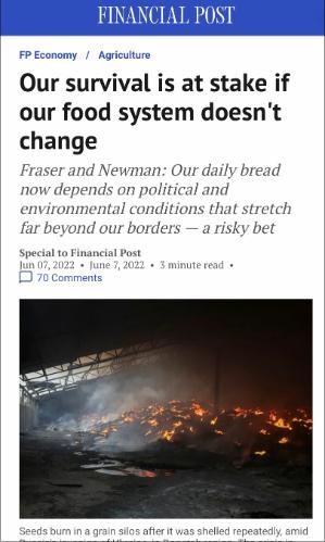 Our survival is at stake if our food system doesn't change, Lenore Newman and Evan Fraser, Financial Post