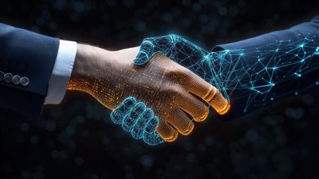 hand shake between a human and artificial hand